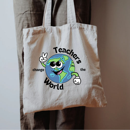 "Teachers Change the World" tote bag